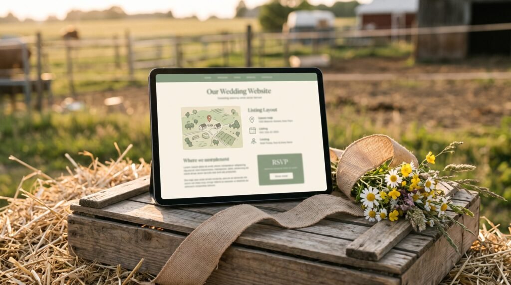 Wedding website with barn directions and hotel list for Kentucky guests