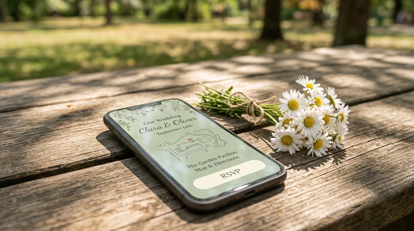 Garden wedding website template for a Decorah Iowa wedding