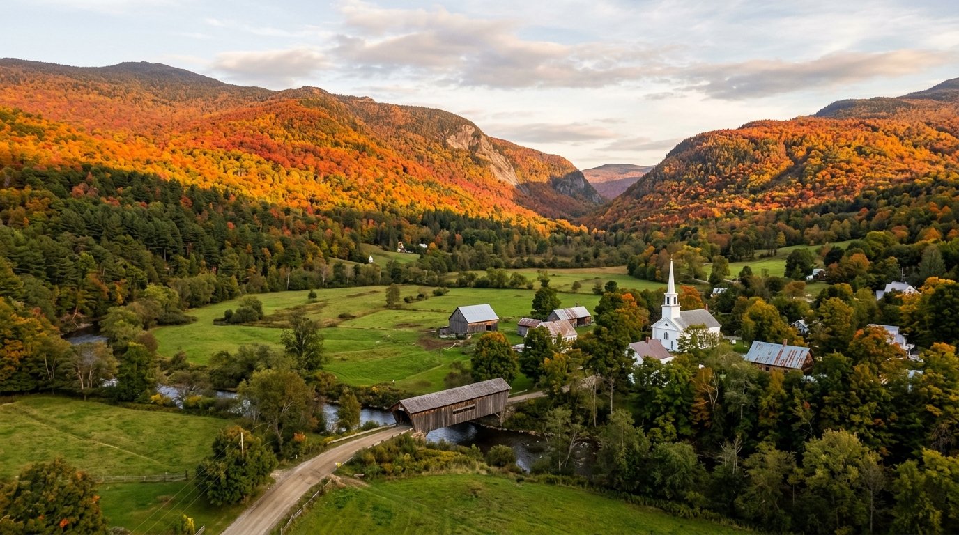 Early fall color on the mountains above North Conway