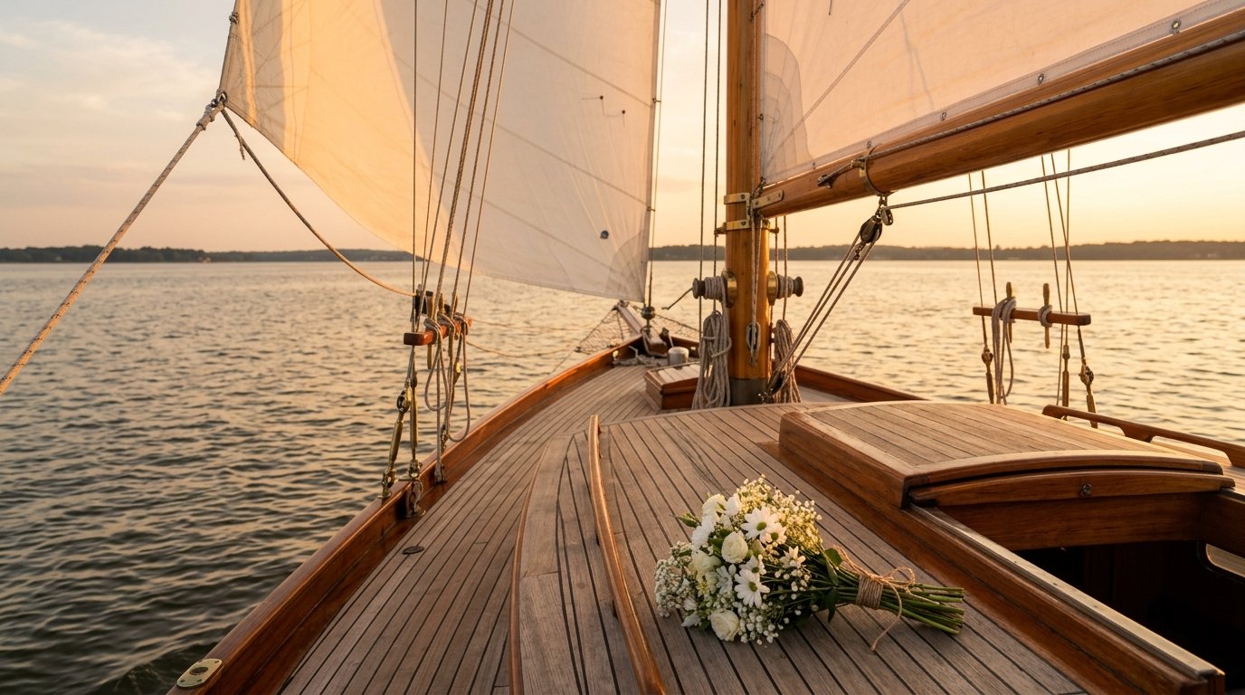 Sailboat elopement on the Miles River near St. Michaels