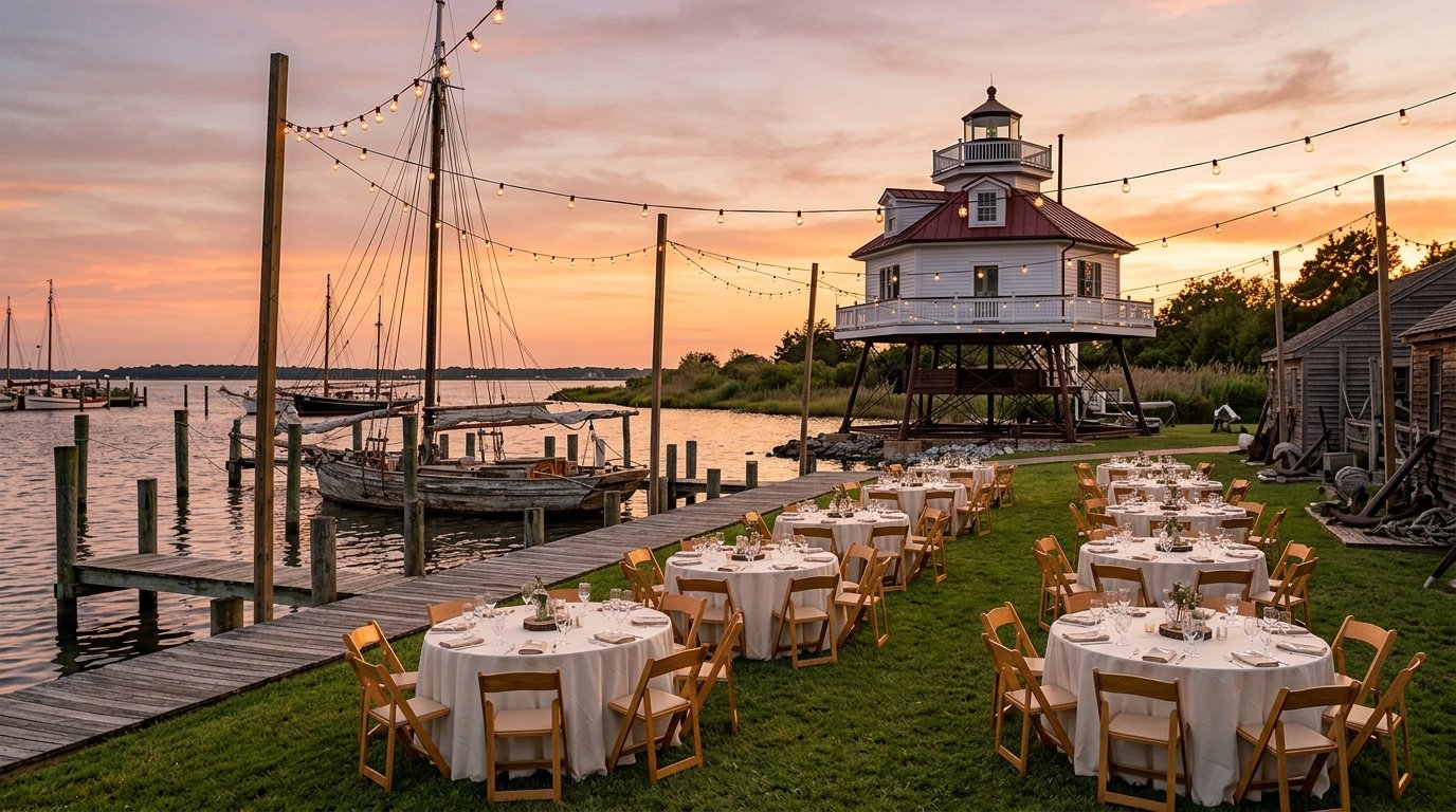 Harbor museum waterfront reception in St. Michaels Maryland