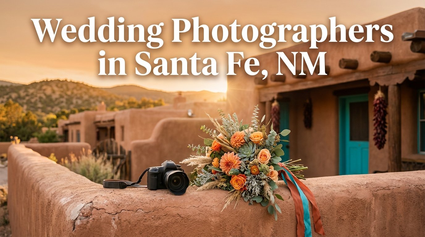 Wedding photographers in Santa Fe NM golden hour adobe